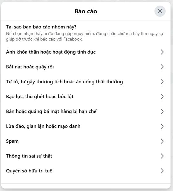 Report Group Facebook bằng Tut rip bản quyền